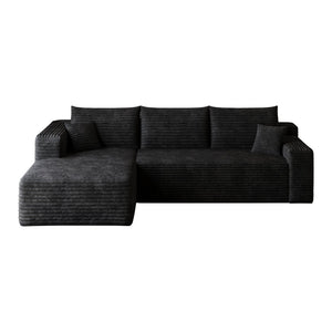 English Elm 95" Cloud U-shaped Sectional Plush Corduroy Deep Seat Sofa for Modern Living Rooms Black - A W2824P492200