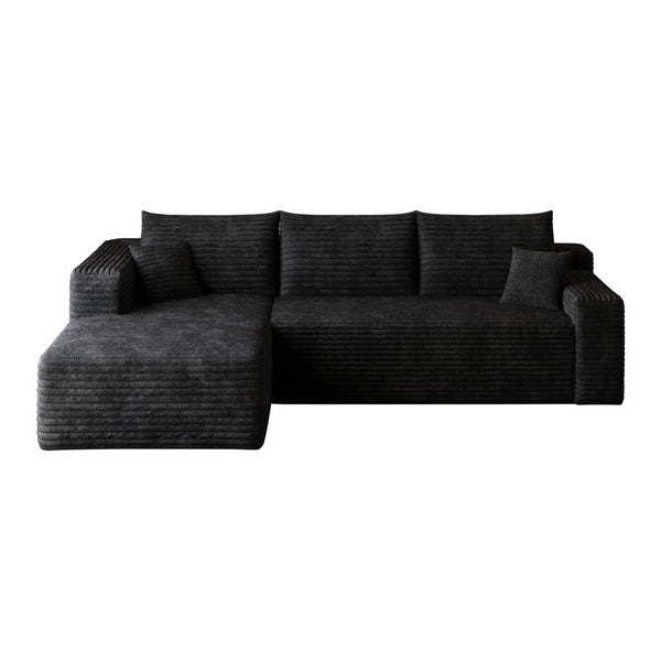 English Elm 95" Cloud U-shaped Sectional Plush Corduroy Deep Seat Sofa for Modern Living Rooms Black - A W2824P492200