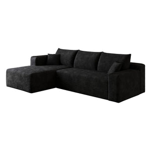 English Elm 95" Cloud U-shaped Sectional Plush Corduroy Deep Seat Sofa for Modern Living Rooms Black - A W2824P492200