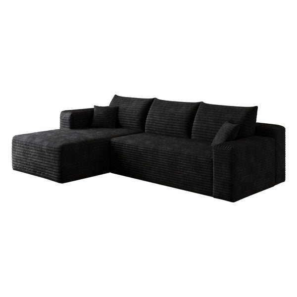 English Elm 95" Cloud U-shaped Sectional Plush Corduroy Deep Seat Sofa for Modern Living Rooms Black - A W2824P492200