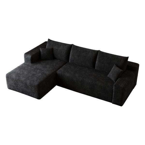 English Elm 95" Cloud U-shaped Sectional Plush Corduroy Deep Seat Sofa for Modern Living Rooms Black - A W2824P492200