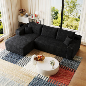English Elm 95" Cloud U-shaped Sectional Plush Corduroy Deep Seat Sofa for Modern Living Rooms Black - A W2824P492200