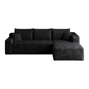 English Elm 95" Cloud U-shaped Sectional Plush Corduroy Deep Seat Sofa for Modern Living Rooms Black - B W2824P492201