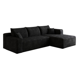English Elm 95" Cloud U-shaped Sectional Plush Corduroy Deep Seat Sofa for Modern Living Rooms Black - B W2824P492201