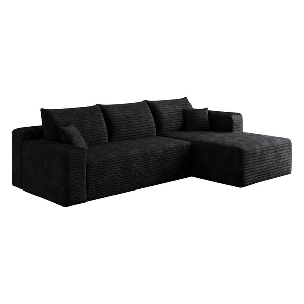 English Elm 95" Cloud U-shaped Sectional Plush Corduroy Deep Seat Sofa for Modern Living Rooms Black - B W2824P492201