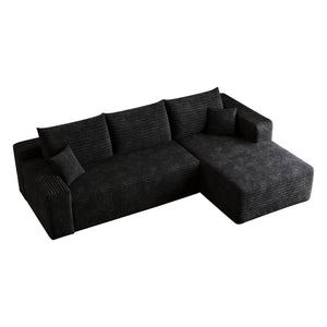 English Elm 95" Cloud U-shaped Sectional Plush Corduroy Deep Seat Sofa for Modern Living Rooms Black - B W2824P492201