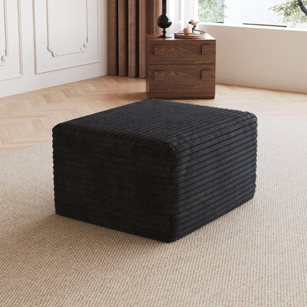 English Elm Sofa Ottoman Modular Sectional in Plush Corduroy with Reversible Chaise Configuration Black W2824P492202