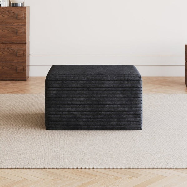 English Elm Sofa Ottoman Modular Sectional in Plush Corduroy with Reversible Chaise Configuration Black W2824P492202