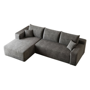 English Elm 95 Inch Cloud Sectional Corduroy Sofa Deep Seat U Shape Lounge for Living Room W2824P492203