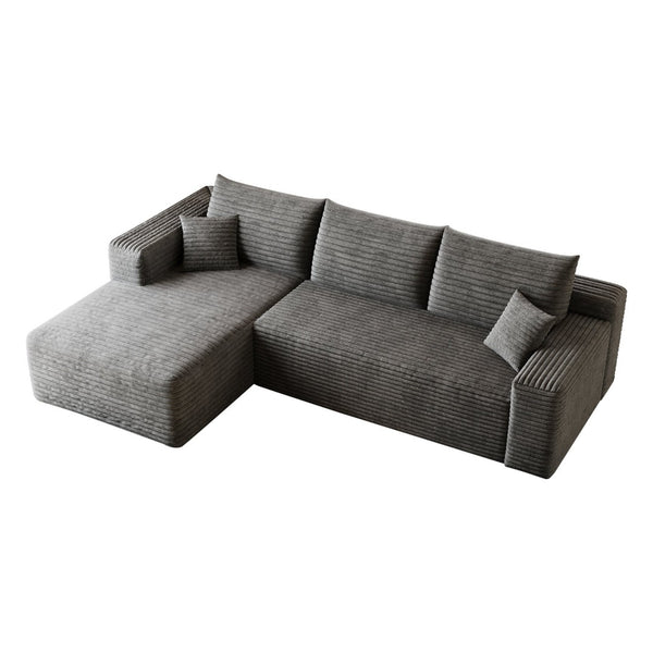 English Elm 95 Inch Cloud Sectional Corduroy Sofa Deep Seat U Shape Lounge for Living Room W2824P492203