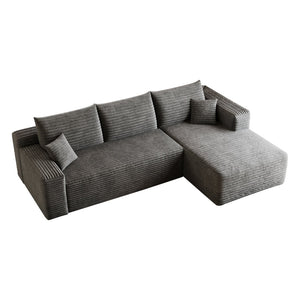 English Elm 95 Inch Plush Corduroy U Shaped Sectional Deep Seat Modern Cloud Sofa W2824P492205