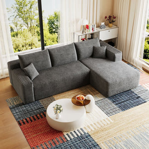 English Elm 95 Inch Plush Corduroy U Shaped Sectional Deep Seat Modern Cloud Sofa W2824P492205