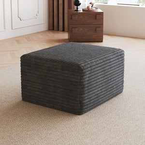 English Elm Sofa Ottoman Modular Sectional in Plush Corduroy with Reversible Chaise Configuration Dark Grey W2824P492206