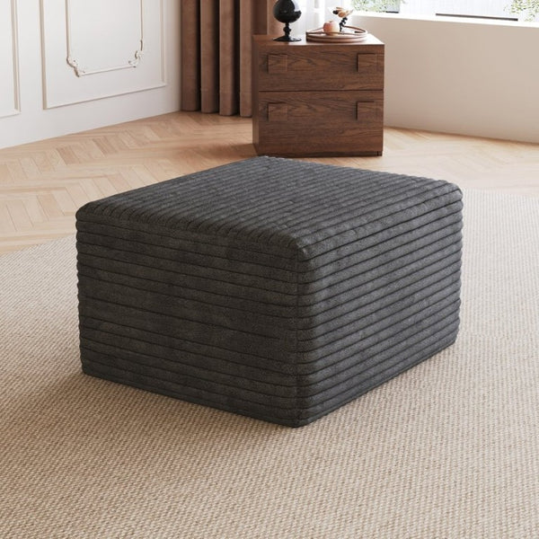 English Elm Sofa Ottoman Modular Sectional in Plush Corduroy with Reversible Chaise Configuration Dark Grey W2824P492206