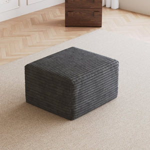 English Elm Sofa Ottoman Modular Sectional in Plush Corduroy with Reversible Chaise Configuration Dark Grey W2824P492206