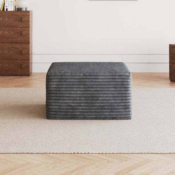 English Elm Sofa Ottoman Modular Sectional in Plush Corduroy with Reversible Chaise Configuration Dark Grey W2824P492206