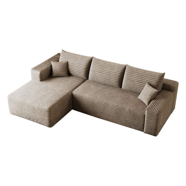 English Elm 95 Inch U Shaped Corduroy Sectional Sofa Deep Seat Cloud Couch for Living Room W2824P492207
