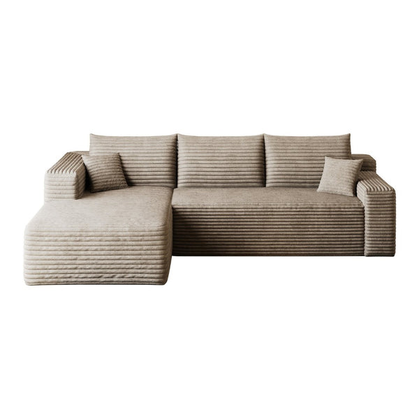 English Elm 95 Inch U Shaped Corduroy Sectional Sofa Deep Seat Cloud Couch for Living Room W2824P492207