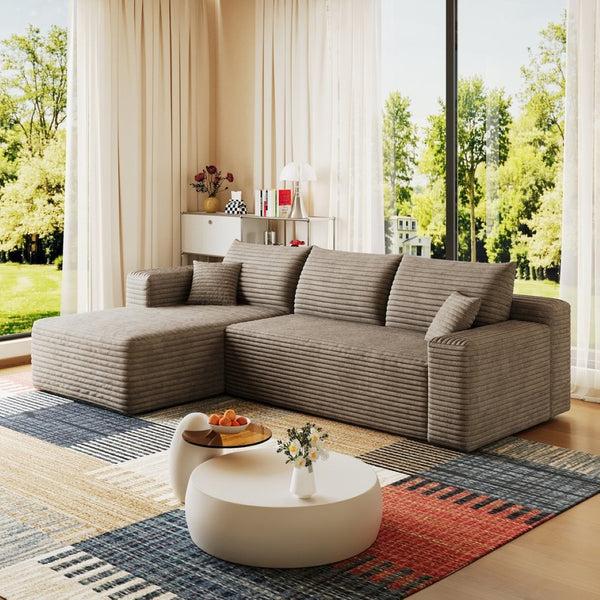 English Elm 95 Inch U Shaped Corduroy Sectional Sofa Deep Seat Cloud Couch for Living Room W2824P492207