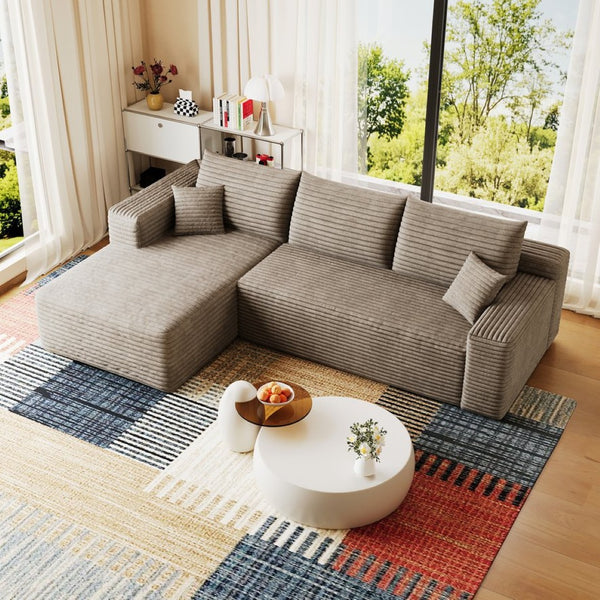 English Elm 95 Inch U Shaped Corduroy Sectional Sofa Deep Seat Cloud Couch for Living Room W2824P492207