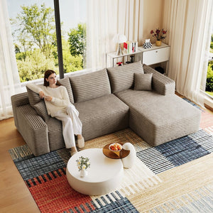English Elm 95 Inch U Shaped Corduroy Sectional Sofa Deep Seat Modular Couch for Living Room W2824P492208