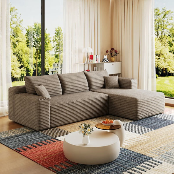 English Elm 95 Inch U Shaped Corduroy Sectional Sofa Deep Seat Modular Couch for Living Room W2824P492208