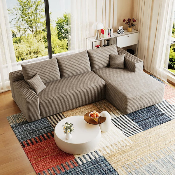 English Elm 95 Inch U Shaped Corduroy Sectional Sofa Deep Seat Modular Couch for Living Room W2824P492208