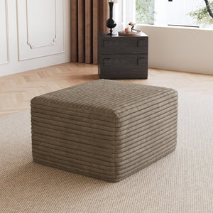 English Elm Sofa Ottoman Modular Sectional in Plush Corduroy with Reversible Chaise Configuration Camel W2824P492209