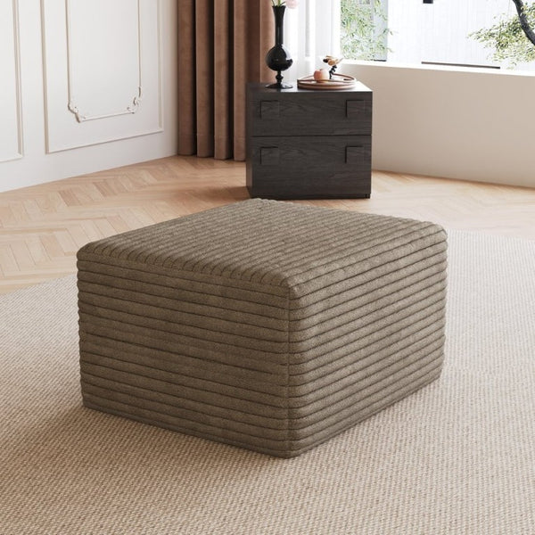 English Elm Sofa Ottoman Modular Sectional in Plush Corduroy with Reversible Chaise Configuration Camel W2824P492209