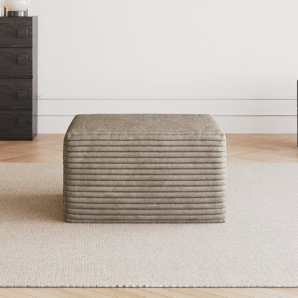 English Elm Sofa Ottoman Modular Sectional in Plush Corduroy with Reversible Chaise Configuration Camel W2824P492209