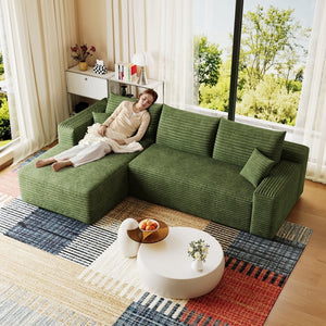English Elm 95 Inch U Shaped Sectional Sofa Plush Corduroy Deep Seat Modern Living Room Couch W2824P492210