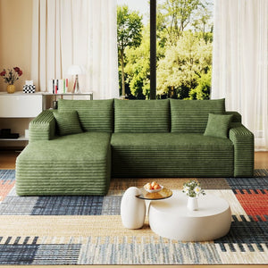 English Elm 95 Inch U Shaped Sectional Sofa Plush Corduroy Deep Seat Modern Living Room Couch W2824P492210