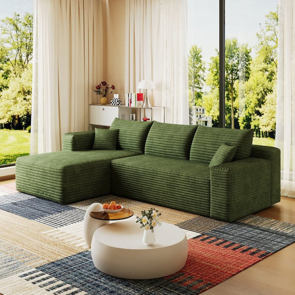 English Elm 95 Inch U Shaped Sectional Sofa Plush Corduroy Deep Seat Modern Living Room Couch W2824P492210
