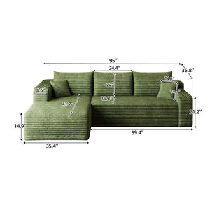 English Elm 95 Inch U Shaped Sectional Sofa Plush Corduroy Deep Seat Modern Living Room Couch W2824P492210