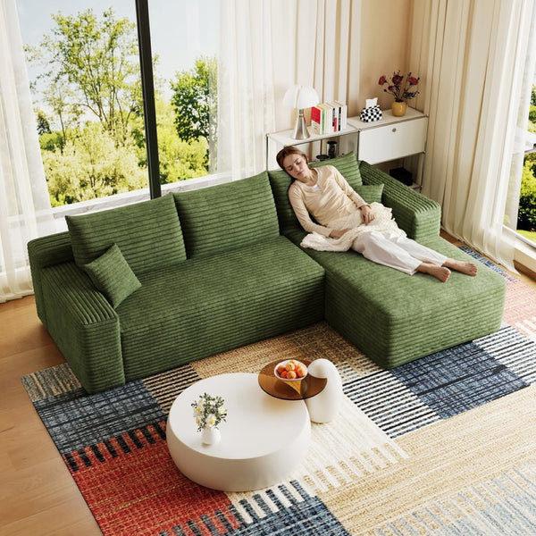 English Elm 95 Inch U Shaped Sectional Sofa in Plush Corduroy for Modern Living Rooms No Assembly W2824P492211