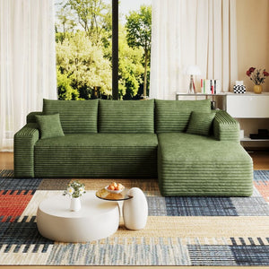 English Elm 95 Inch U Shaped Sectional Sofa in Plush Corduroy for Modern Living Rooms No Assembly W2824P492211