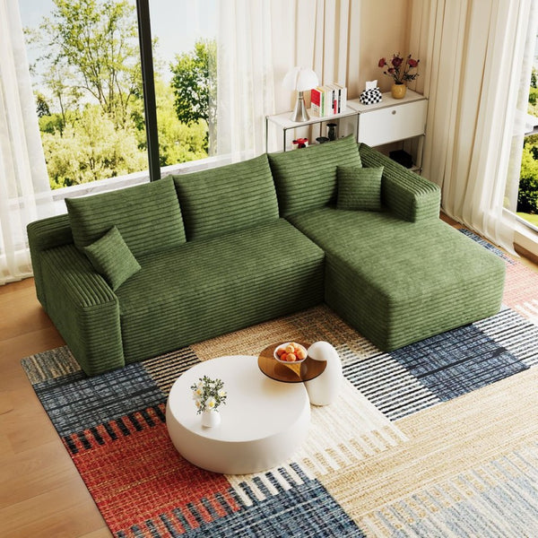 English Elm 95 Inch U Shaped Sectional Sofa in Plush Corduroy for Modern Living Rooms No Assembly W2824P492211