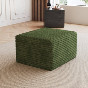 English Elm Sofa Ottoman Modular Sectional in Plush Corduroy with Reversible Chaise Configuration Green W2824P492212