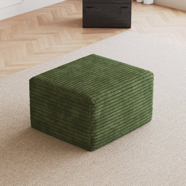 English Elm Sofa Ottoman Modular Sectional in Plush Corduroy with Reversible Chaise Configuration Green W2824P492212