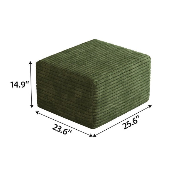 English Elm Sofa Ottoman Modular Sectional in Plush Corduroy with Reversible Chaise Configuration Green W2824P492212