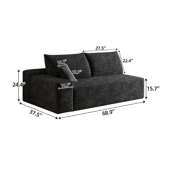 English Elm Y165-3L-Black Corduroy Modular Sectional with Reversible Chaise for Cozy Living Spaces W2824P503174