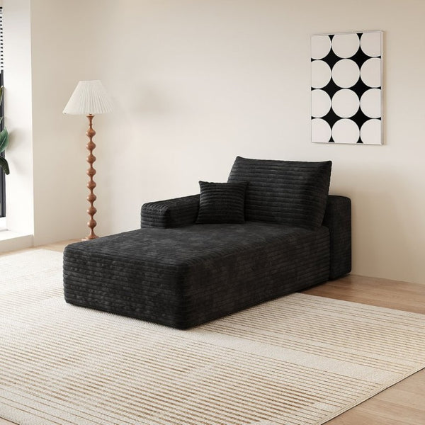 English Elm Y165-L-Sleeper-Black Corduroy Modular Sectional Sofa with Reversible Chaise for Small Spaces Left-Facing W2824P503178