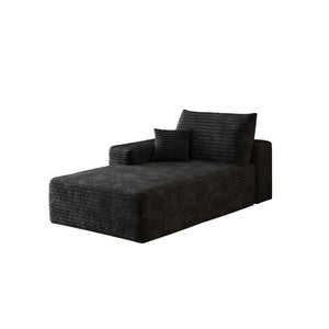 English Elm Y165-L-Sleeper-Black Corduroy Modular Sectional Sofa with Reversible Chaise for Small Spaces Left-Facing W2824P503178