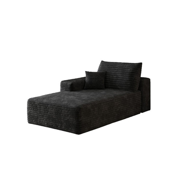 English Elm Y165-L-Sleeper-Black Corduroy Modular Sectional Sofa with Reversible Chaise for Small Spaces Left-Facing W2824P503178