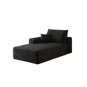 English Elm Y165-L-Sleeper-Black Corduroy Modular Sectional Sofa with Reversible Chaise for Small Spaces Left-Facing W2824P503178