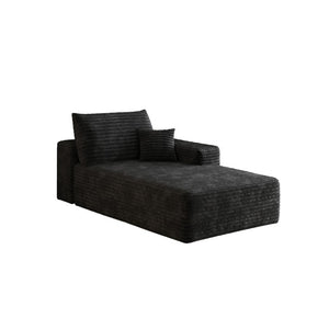 English Elm Y165-L-Sleeper-Black Corduroy Modular Sectional Sofa with Reversible Chaise for Small Spaces Right-Facing W2824P503179