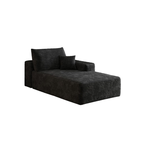 English Elm Y165-L-Sleeper-Black Corduroy Modular Sectional Sofa with Reversible Chaise for Small Spaces Right-Facing W2824P503179