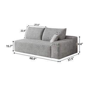 English Elm Y165-3L-Black Corduroy Sectional Sofa with Reversible Chaise for Modern Living Rooms Antique Grey Right W2824P503199