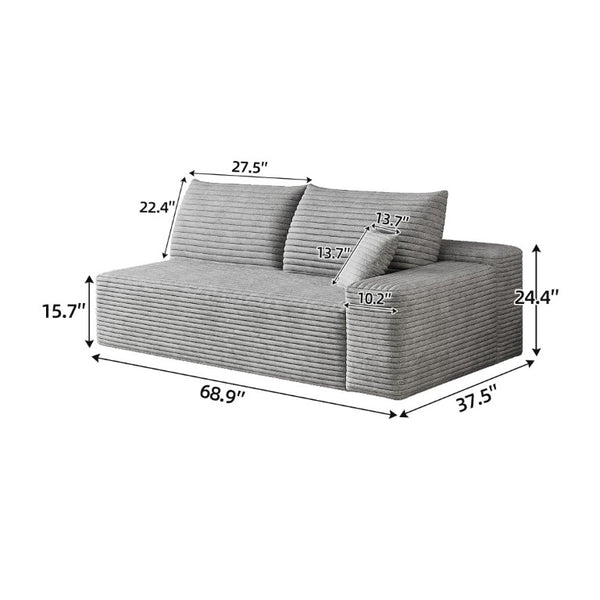 English Elm Y165-3L-Black Corduroy Sectional Sofa with Reversible Chaise for Modern Living Rooms Antique Grey Right W2824P503199