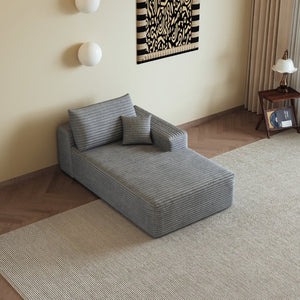 English Elm Y165-L-Sleeper-Grey Plush Corduroy Sectional Sleeper Sofa with Reversible Modular Chaise Antique Grey Right Sleeper W2824P503202